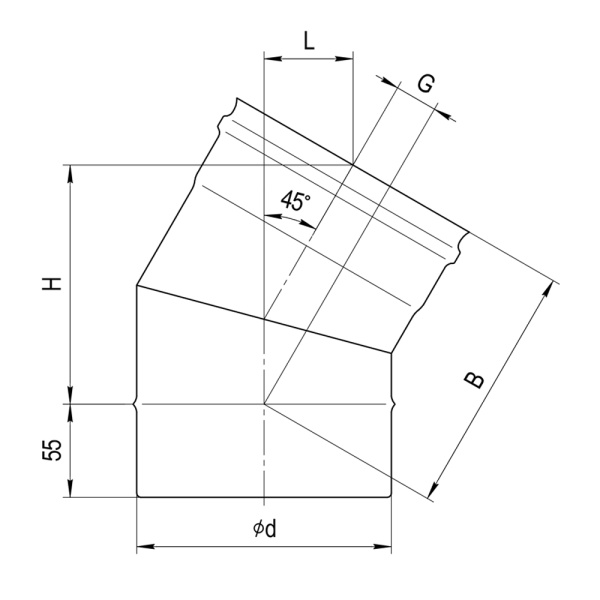 Сэндвич-колено 135(304/0,8мм + нерж.)Ф115х200 Ауст