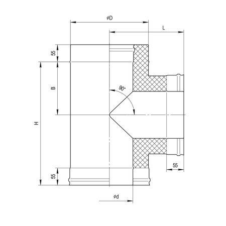 Сэндвич-тройник90(430/0,5 мм + нерж.)Ф150*210